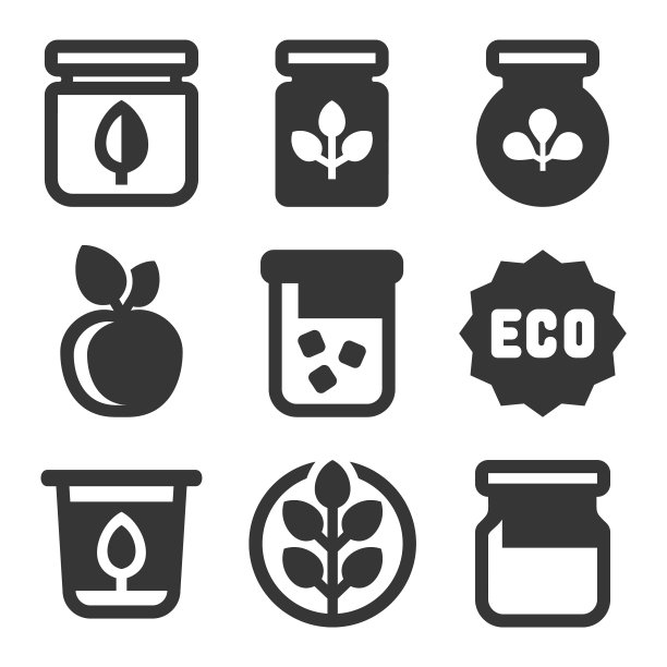 白色背景上的有机农场食品图标图片下载