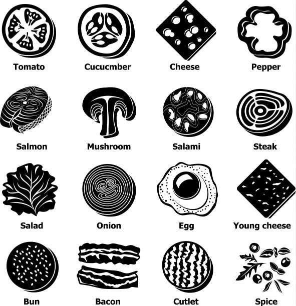 切片食品图标设置简单风格图片下载