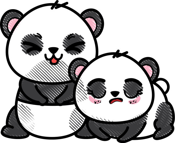 孤立可爱的两只熊猫图片下载