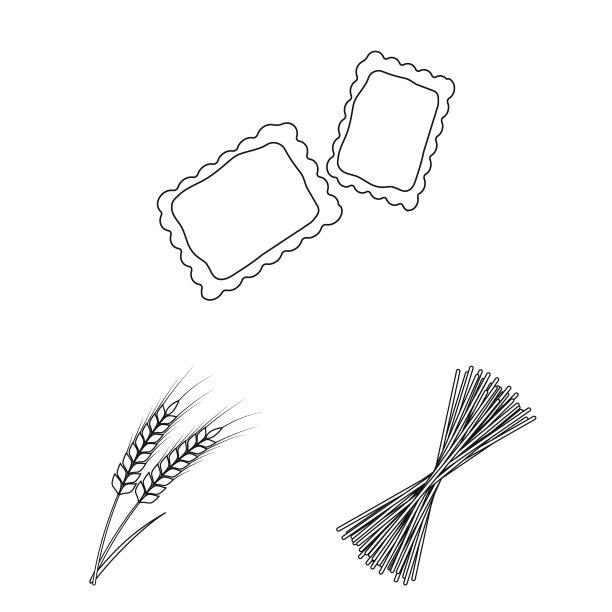 类型的意大利面轮廓图标集合图片下载