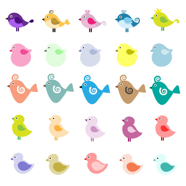 可爱的小鸟在白色的背景图片下载