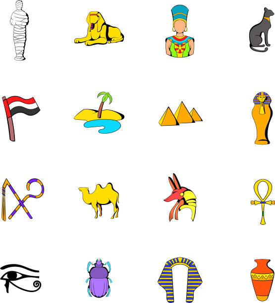 埃及图标套装卡通图片下载