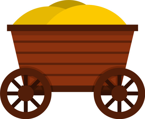 复古木推车图标平坦的风格图片下载