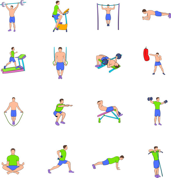 健身图标套装卡通图片下载
