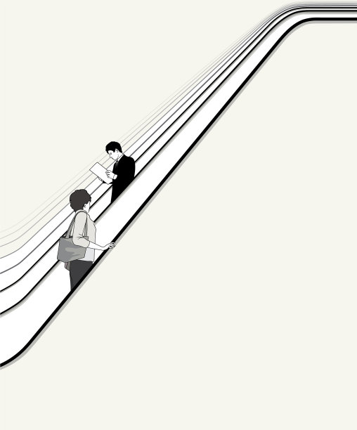 人们在自动扶梯上移动图片下载