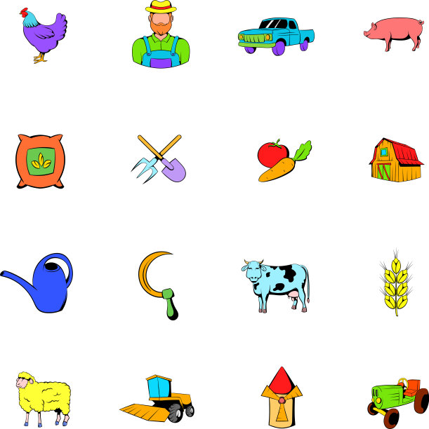 农业图标套装卡通图片下载