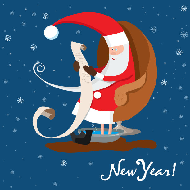 圣诞老人正在读信拜年图片下载