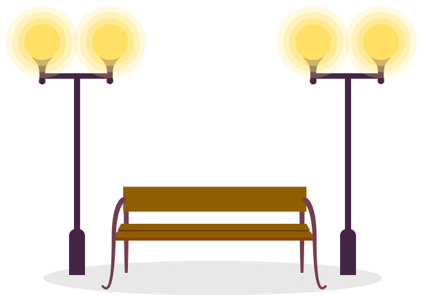 木制标准工作台与两盏路灯隔离图片下载