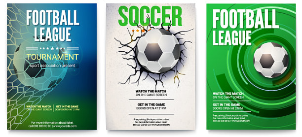 一套足球比赛或足球的海报图片下载