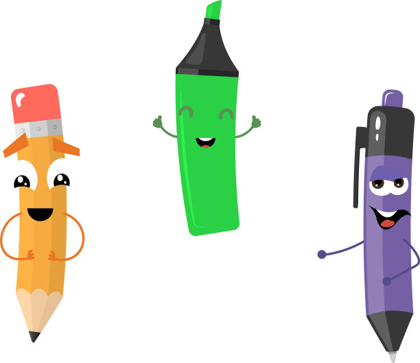 一组有趣的字符从铅笔标记笔图片下载