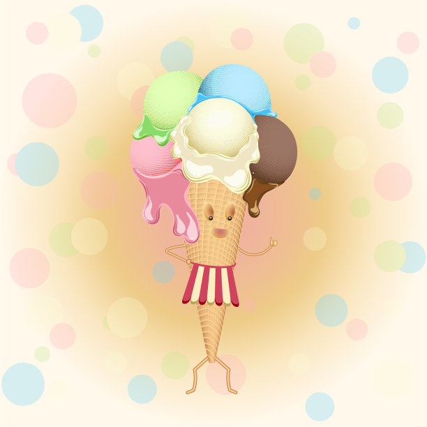 多色海报人形华夫饼冰淇淋图片下载