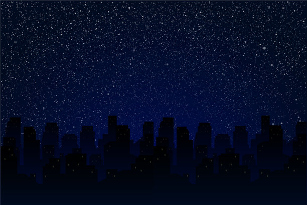 城市在深蓝色辉光的星空下图片下载