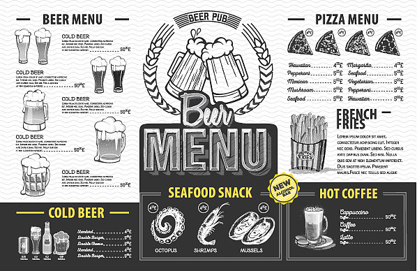 复古啤酒菜单设计餐厅菜单图片下载