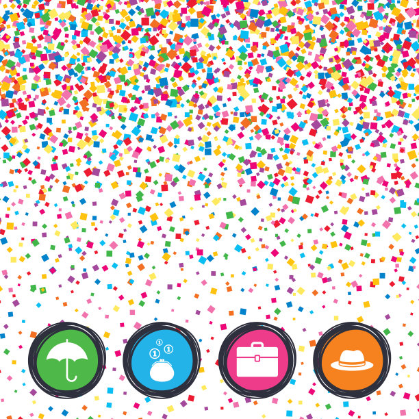 雨伞、钱包和带箱子的帽子图片下载