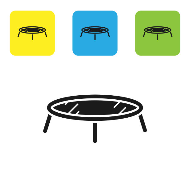 黑色跳跃蹦床图标孤立在白色图片下载