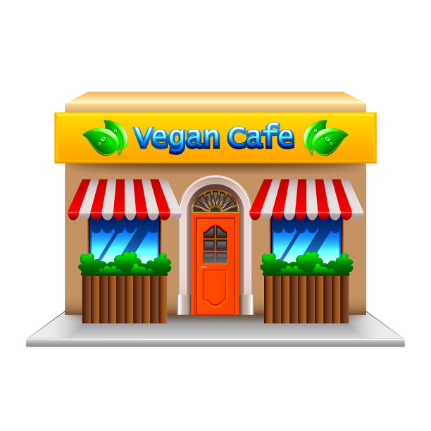 素食咖啡馆孤立在白色图片下载