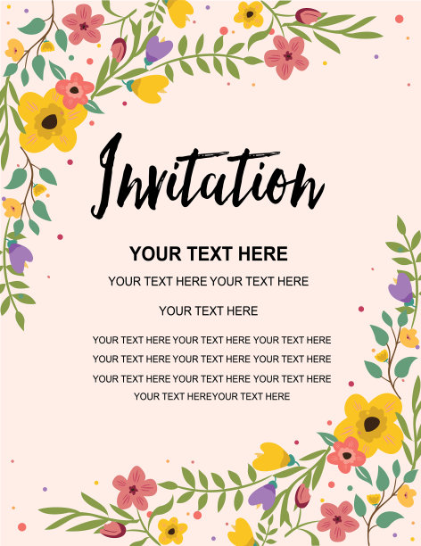 复古的鲜花贺卡模板图片下载