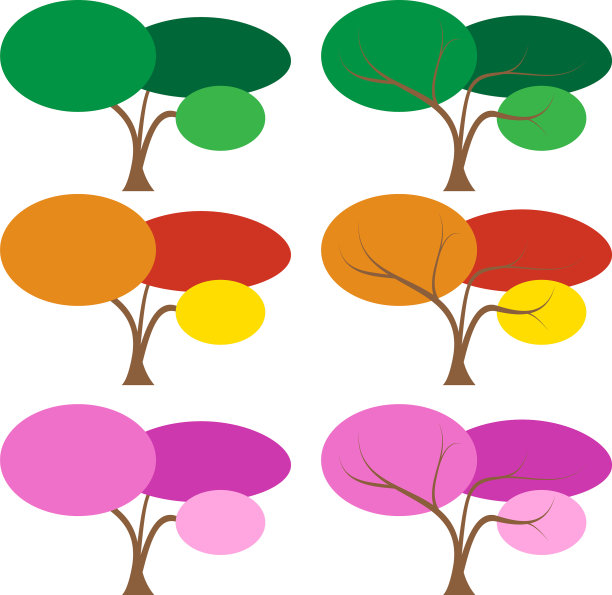 在许多季节设置颜色树图片下载