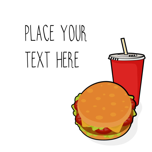 汉堡和红色苏打杯的模板图片下载
