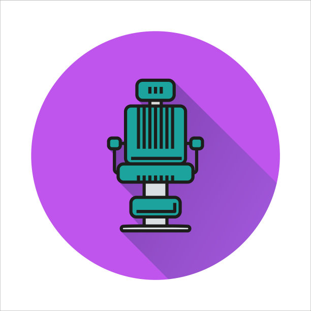 理发椅简单的圆形背景图标图片下载