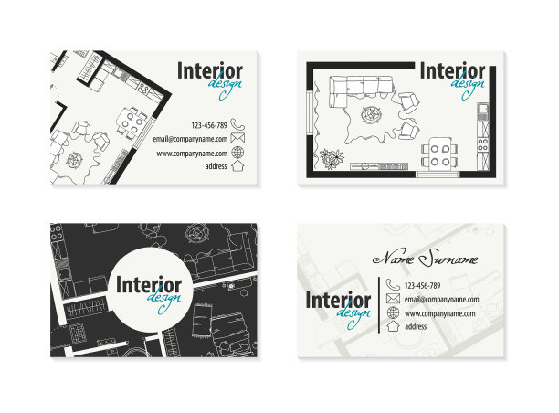 一套室内设计师的名片图片下载