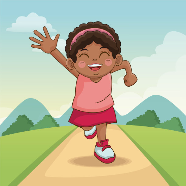 儿童节快乐可爱的小女孩在草地上图片下载