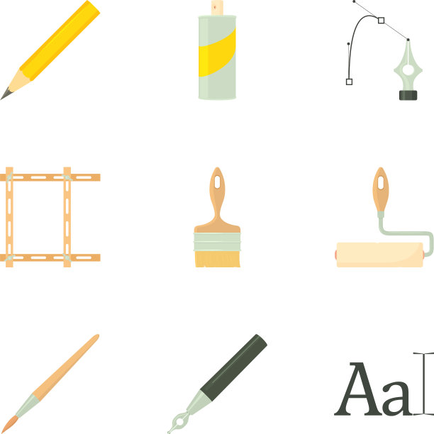 绘图工具图标设置卡通风格图片下载