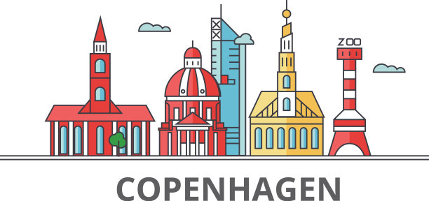 哥本哈根城市的天际线，建筑物，街道图片下载