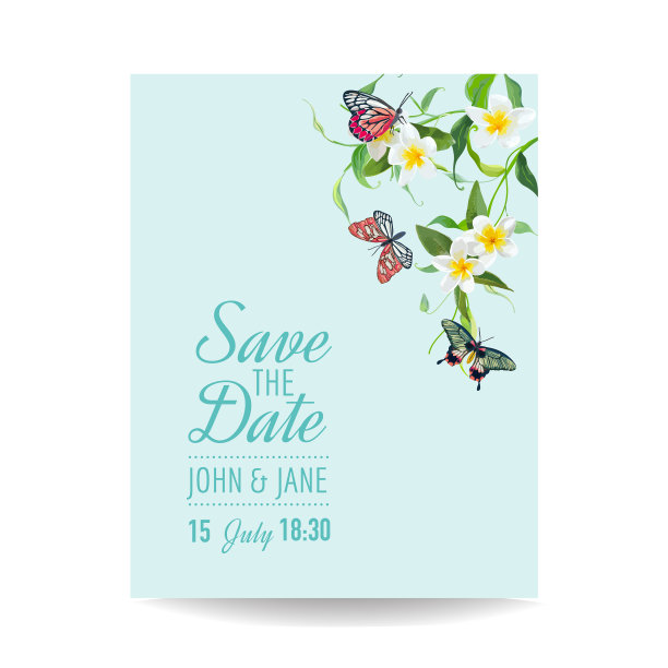 婚礼邀请模板热带设计图片下载