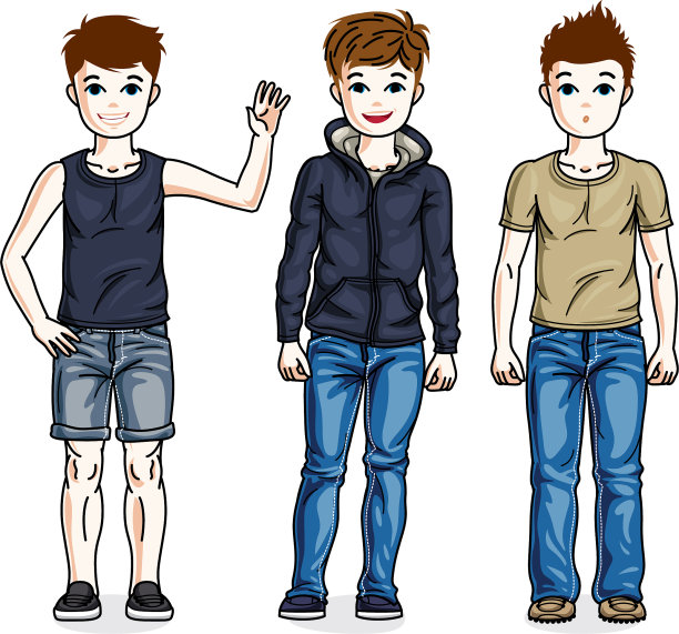 快乐的年轻男孩摆出时尚的姿势图片下载