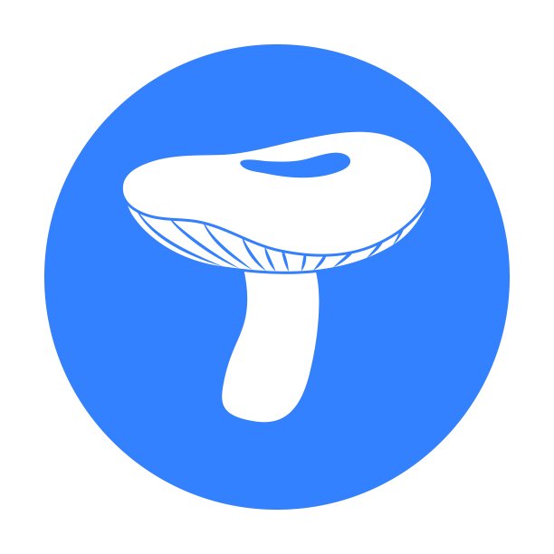 Russula图标在黑色风格孤立在白色图片下载