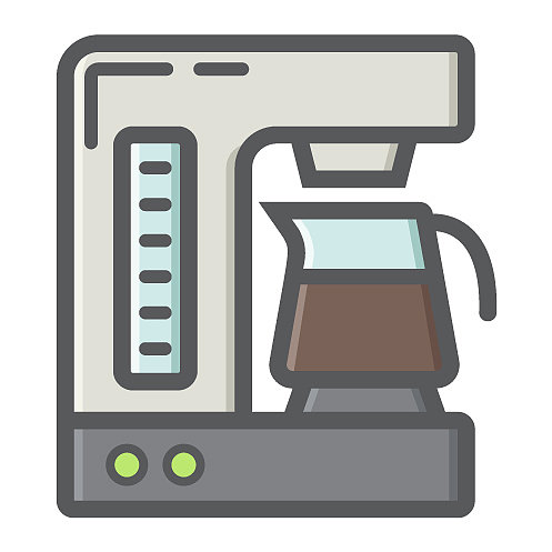 咖啡机彩色线图标厨房用具图片下载