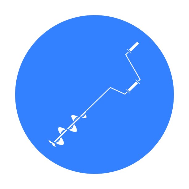 钓鱼冰螺杆图标在黑色风格孤立上图片下载
