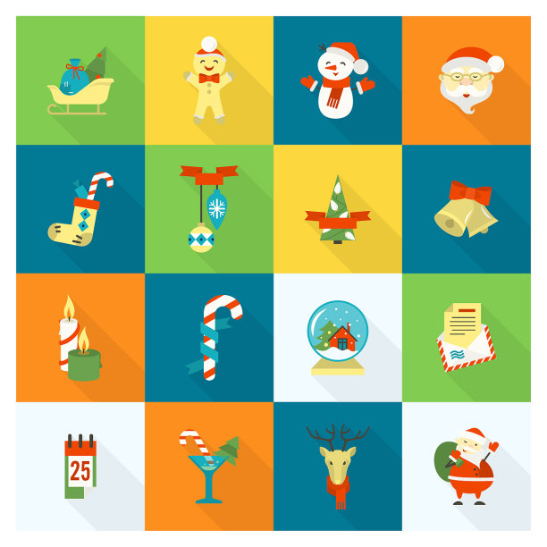 圣诞节和冬天的图标收藏图片下载