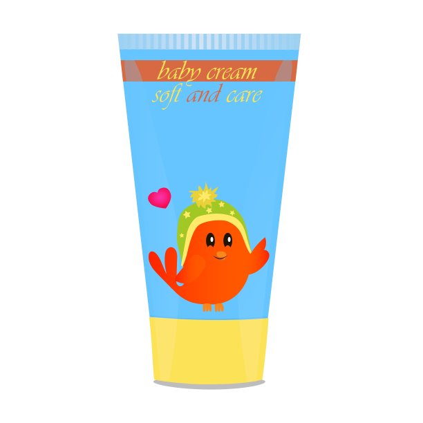 婴儿乳霜管与儿童设计图片下载