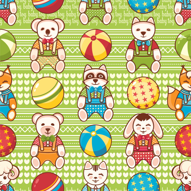 儿童玩具无缝图案设计元素图片下载