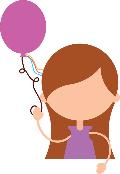 可爱的女孩与派对气球人物图标图片下载