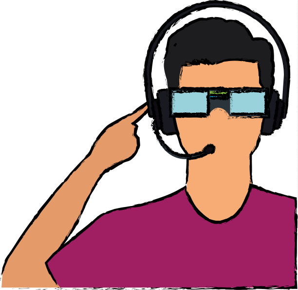 男人在虚拟现实头盔眼镜游戏图片下载