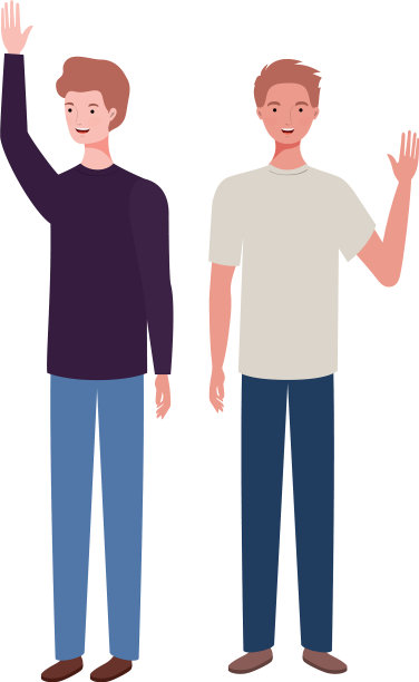 年轻人站在白色背景上图片下载