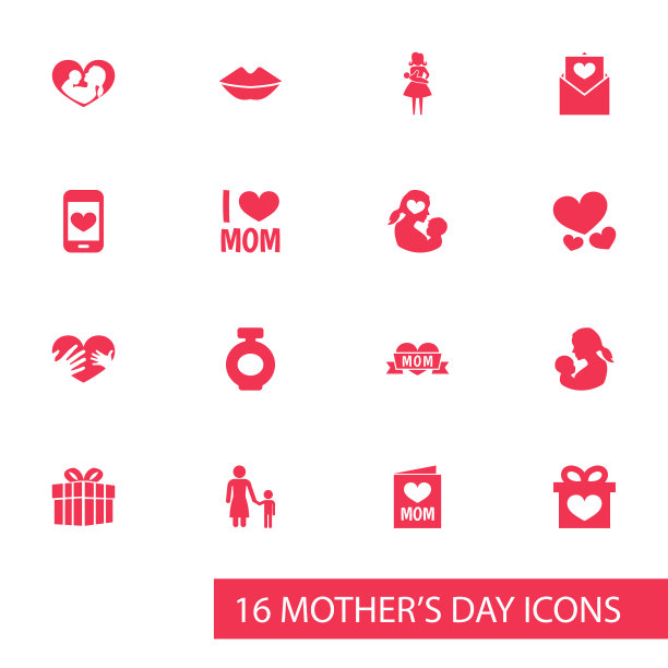 母亲节图标设计概念集16个这样图片下载
