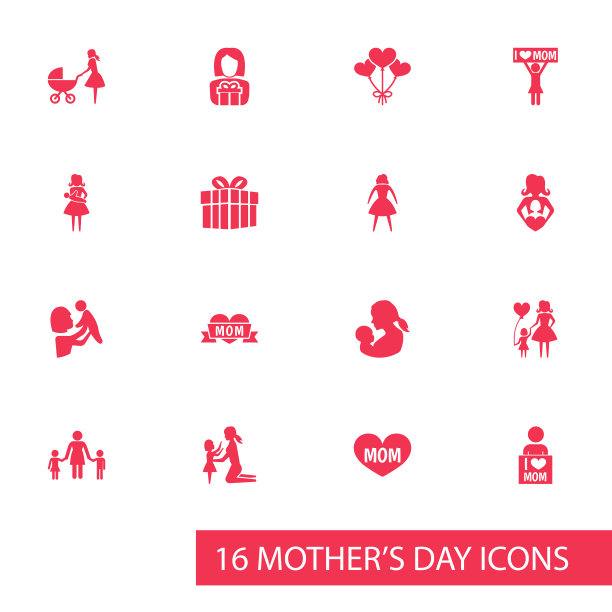 母亲节图标设计概念集16个这样图片下载