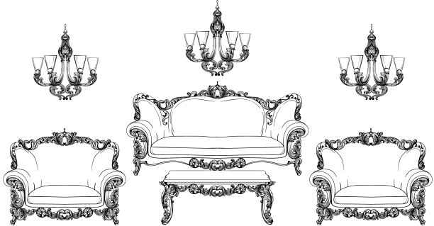 巴洛克式家具，配有豪华的装饰图片下载