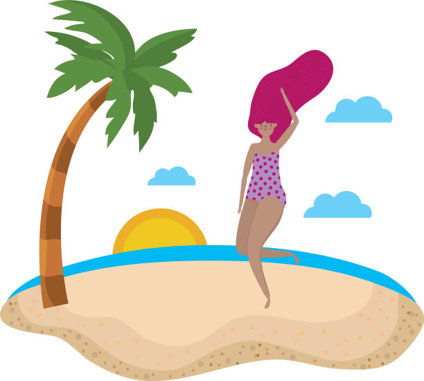 女孩与夏季泳衣设计图片下载