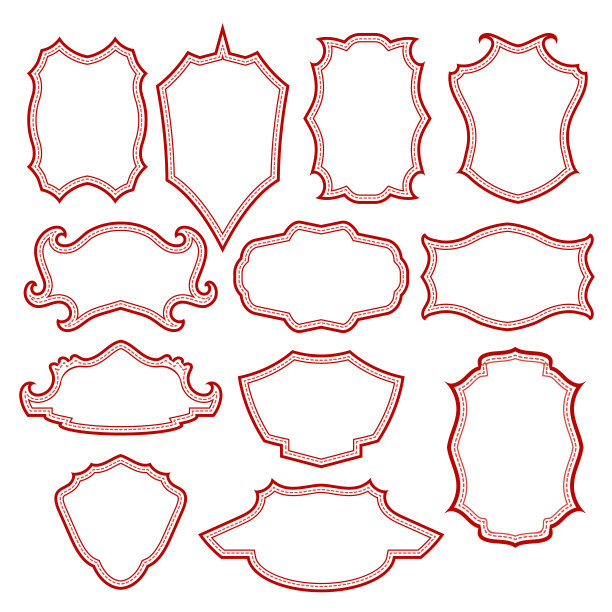 一套不同的红色古董框架图片下载