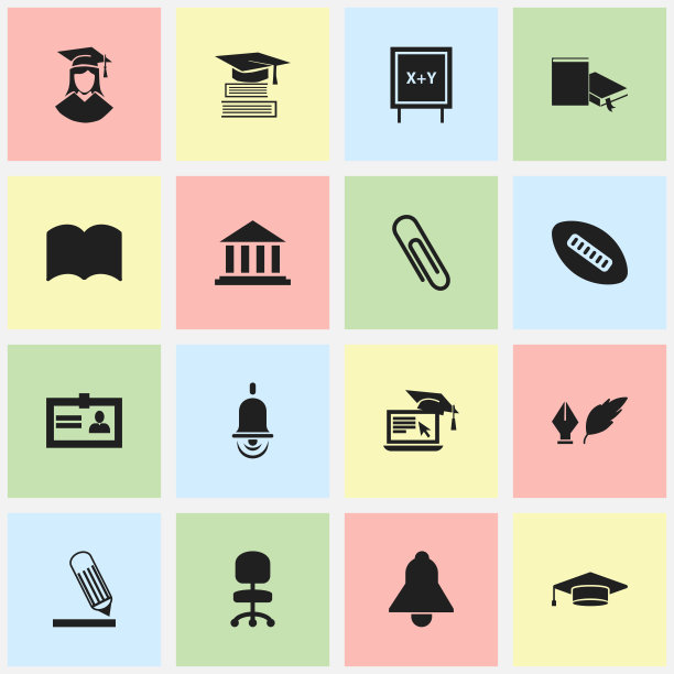 一组16可编辑的学校图标包括符号图片下载