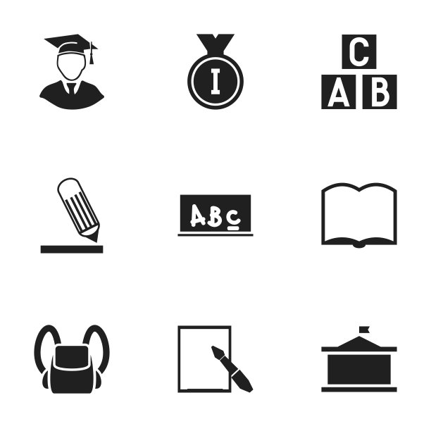 一套9可编辑的毕业图标包括图片下载