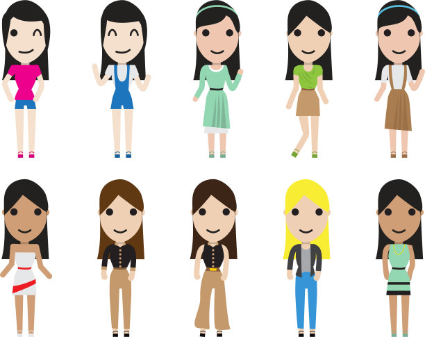 随意设置的女性角色长头发在图片下载