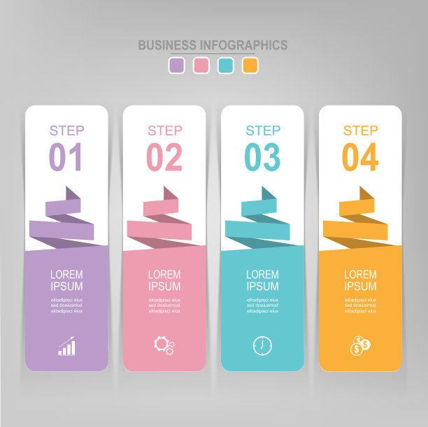 信息图的步骤平面设计的商业图标图片下载