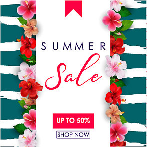 夏季销售背景热带花卉图片下载