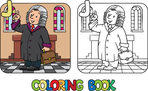 判定涂色书字母j职业ABC图片下载